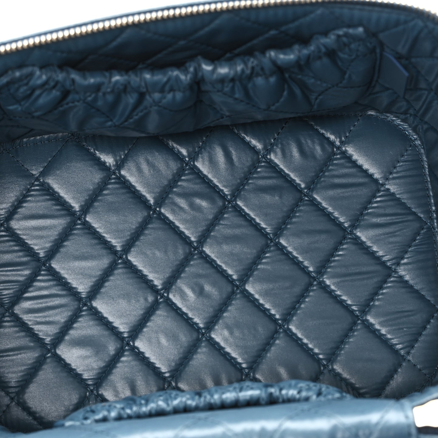 Caviar Quilted Large Vanity Pouch Blue