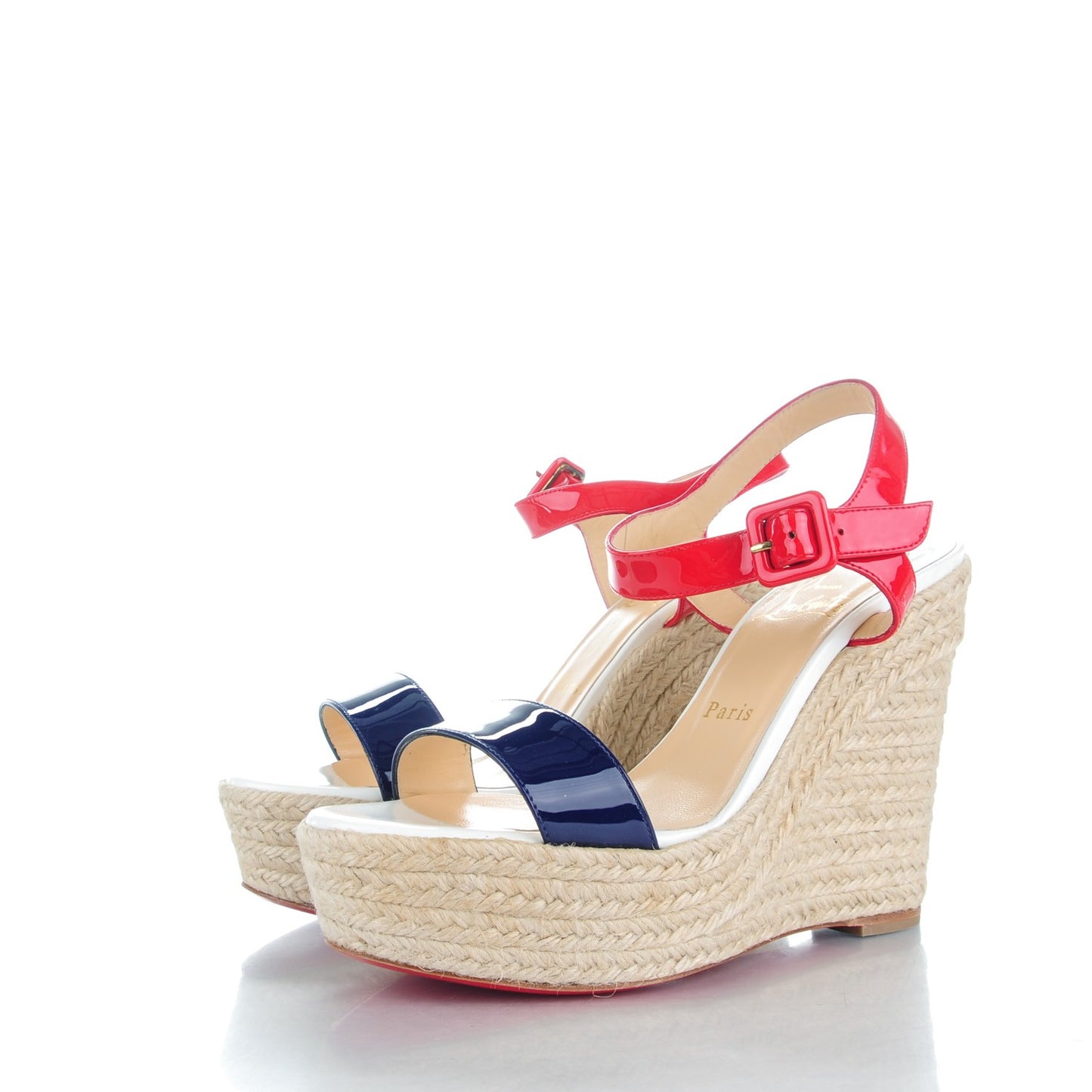 Patent Spachica 140 Wedge Sandals 38 Red White Navy