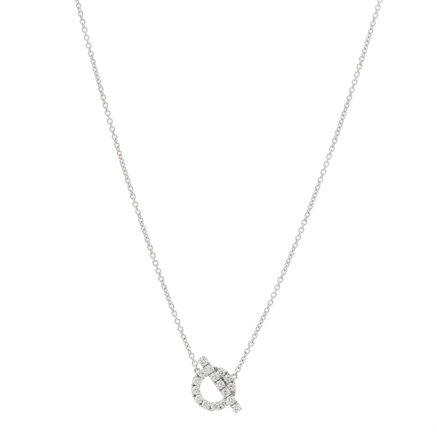 Hermes 18K White Gold Diamond Finesse Pendant Necklace 1 of 5