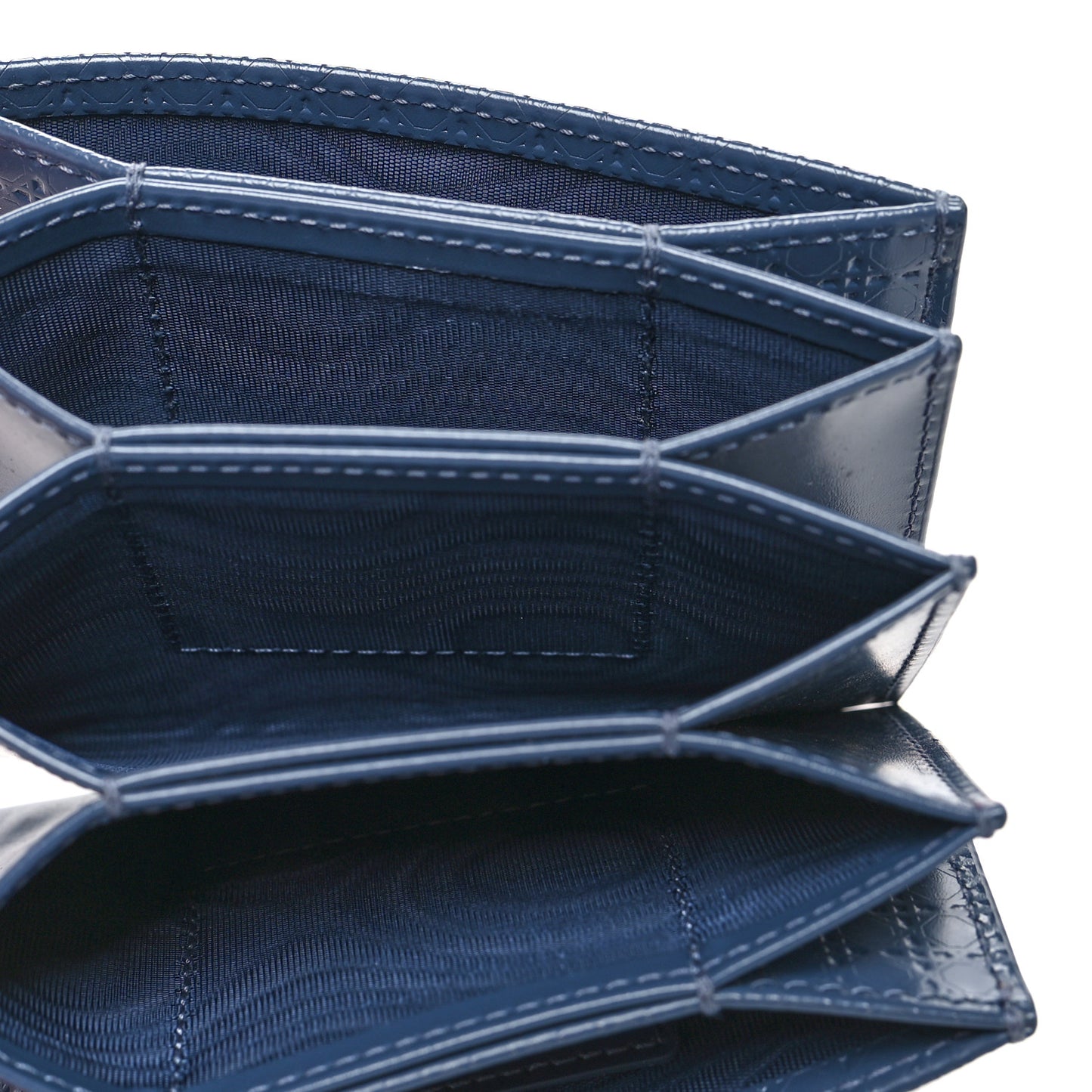 Patent Micro-Cannage Montaigne Gusseted Card Holder Blue