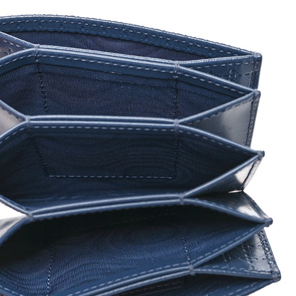 Christian Dior Patent Micro-Cannage Montaigne Gusseted Card Holder Blue 5 of 10