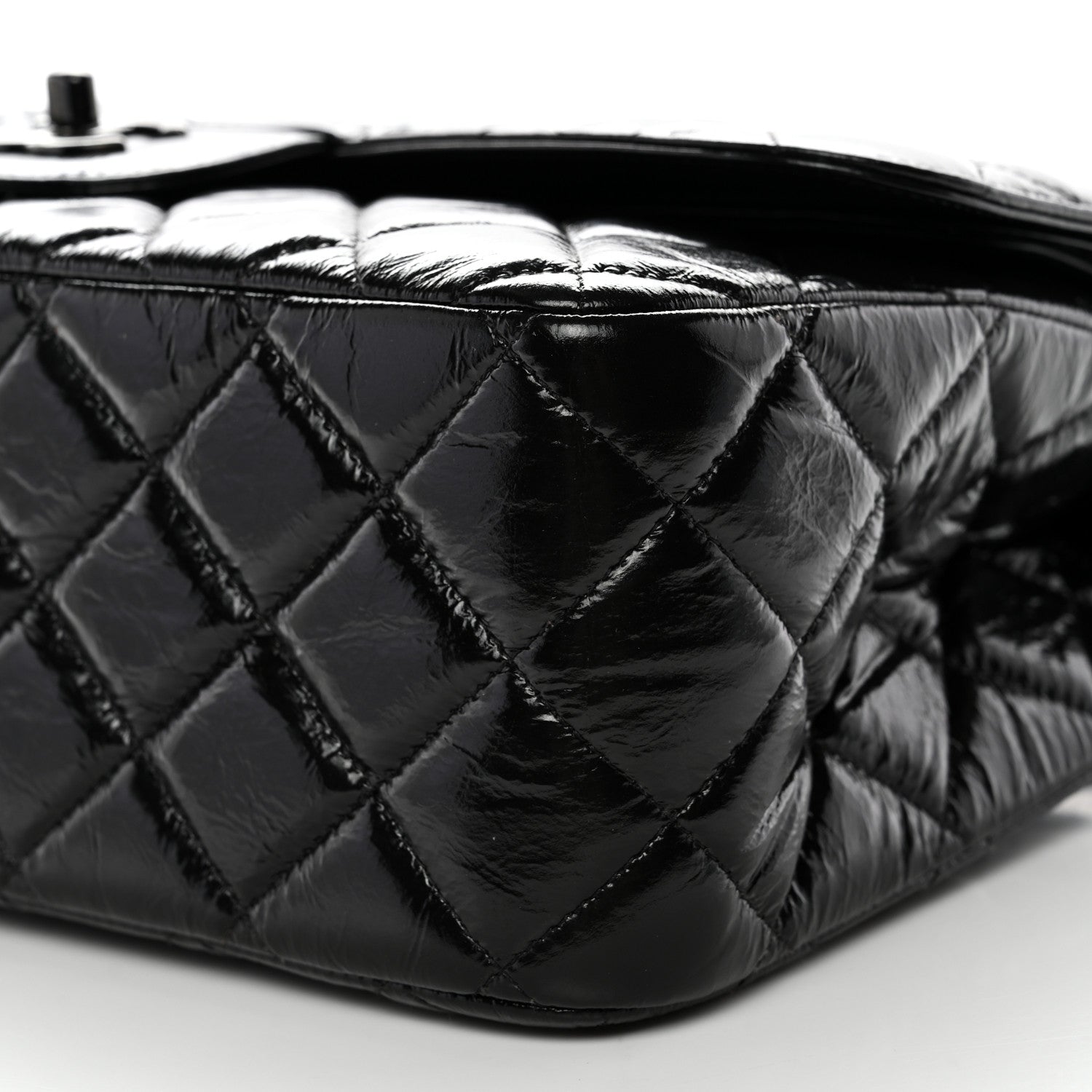 Chanel Shiny Distressed Calfskin Quilted Jumbo Double Flap So Black 10 of 12