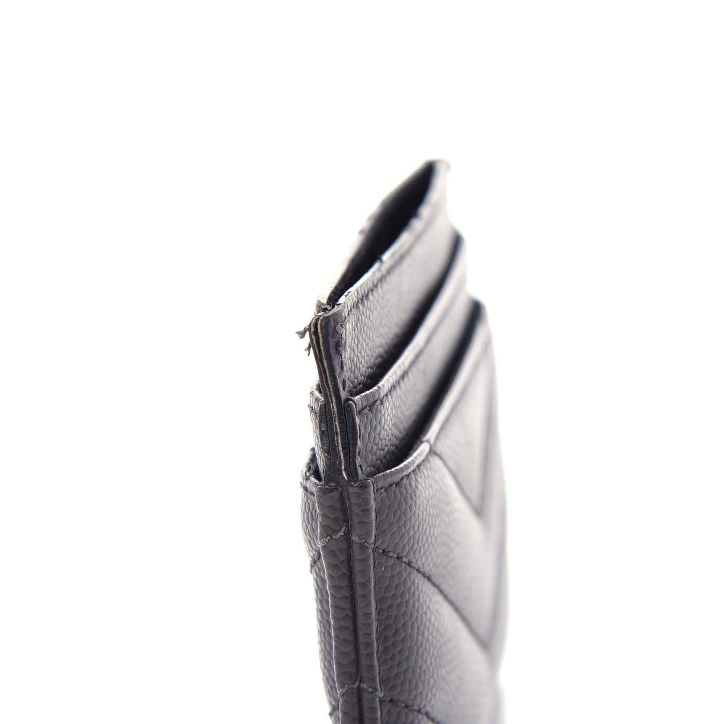 Grain De Poudre Matelasse Chevron Monogram Credit Card Case Coal