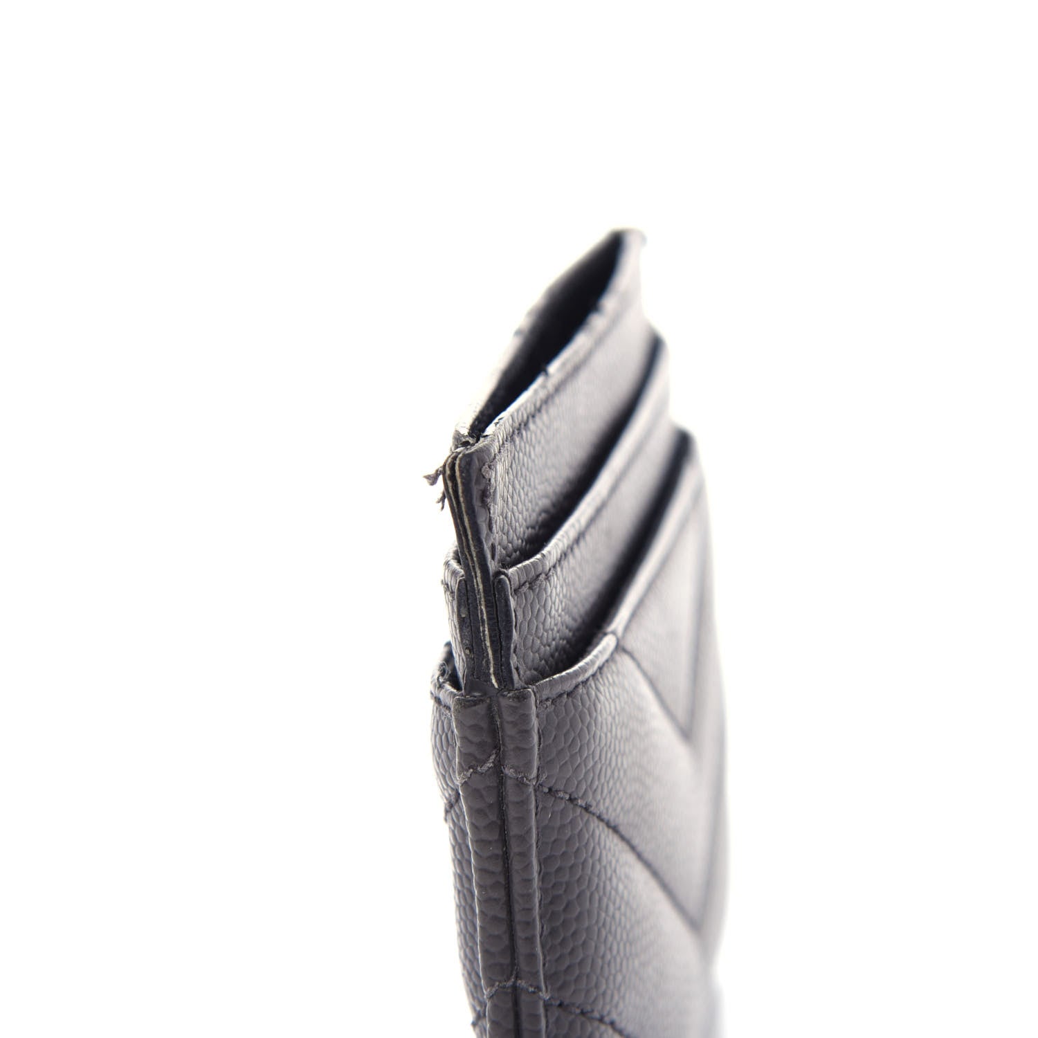 Saint Laurent Grain De Poudre Matelasse Chevron Monogram Credit Card Case Coal 8 of 8