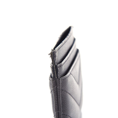 Saint Laurent Grain De Poudre Matelasse Chevron Monogram Credit Card Case Coal 8 of 8