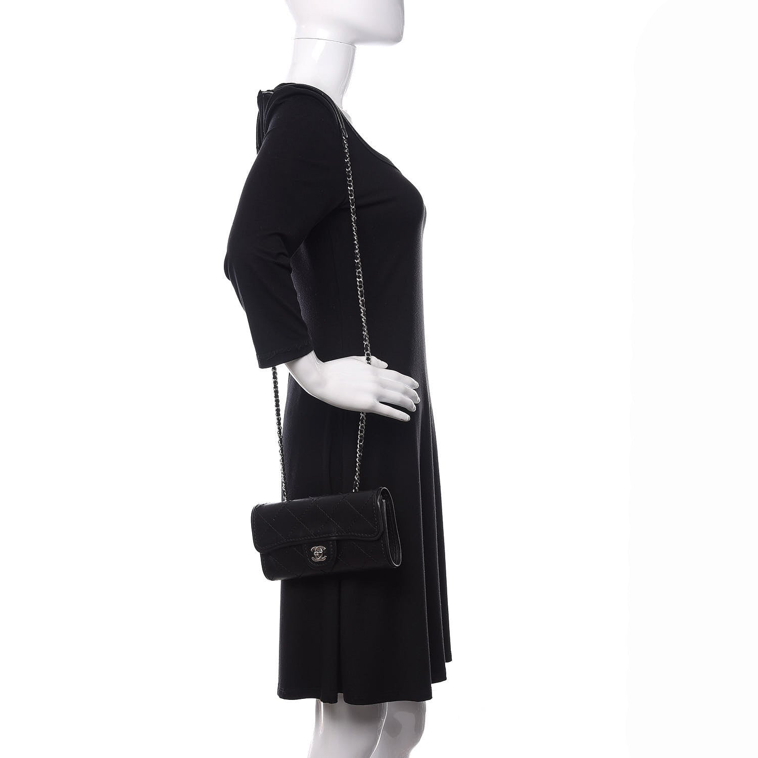 Chanel Calfskin Stitched Clutch Flap Black 2 of 14