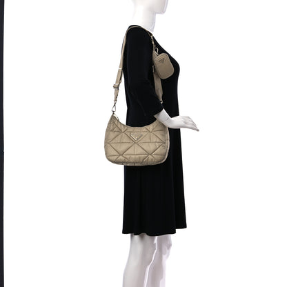 Prada Re-Nylon Triangle Quilted Padded Patchwork System Shoulder Bag Deserto 2 of 12