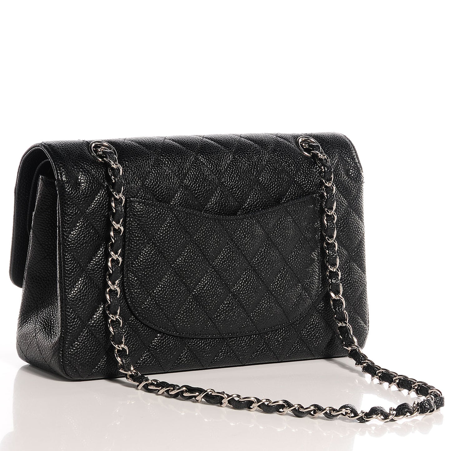Caviar Quilted Medium Double Flap Black