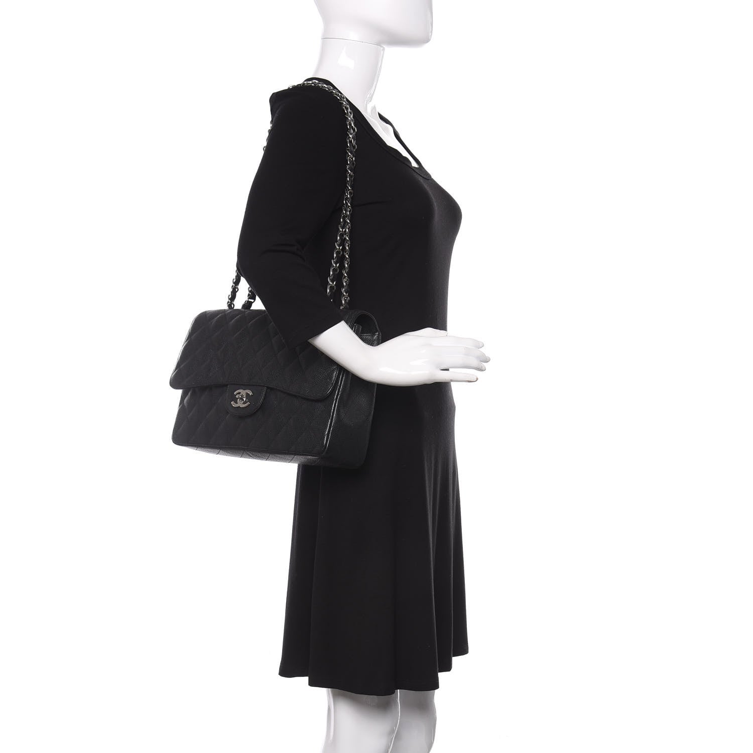 Chanel Caviar Quilted Jumbo Single Flap Black 2 of 10