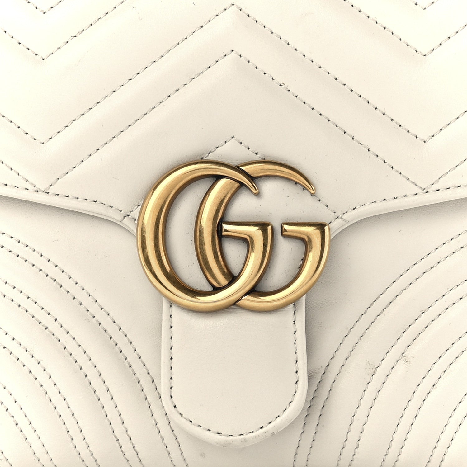 Gucci Calfskin Matelasse Small GG Marmont Top Handle Shoulder Bag White 8 of 13