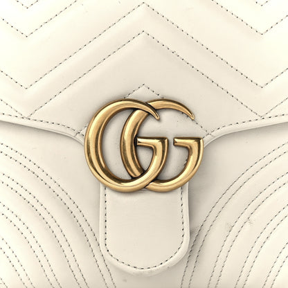 Gucci Calfskin Matelasse Small GG Marmont Top Handle Shoulder Bag White 8 of 13