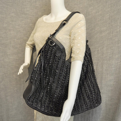 Burberry Leather Ruched Ribbon Tote Black 10 of 10