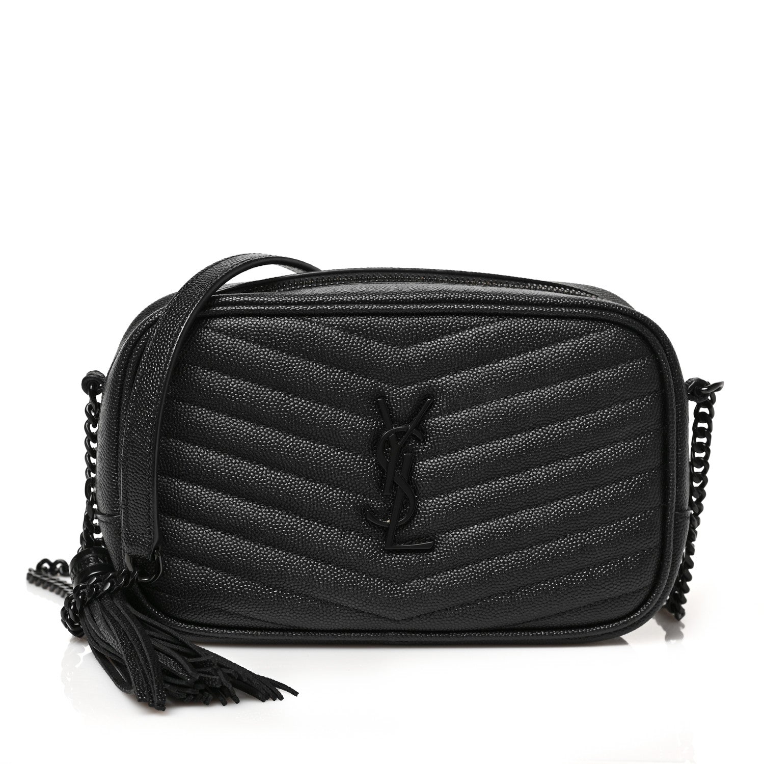 Saint Laurent Grain De Poudre Matelasse Monochrome Monogram Mini Lou Camera Bag Black 1 of 8