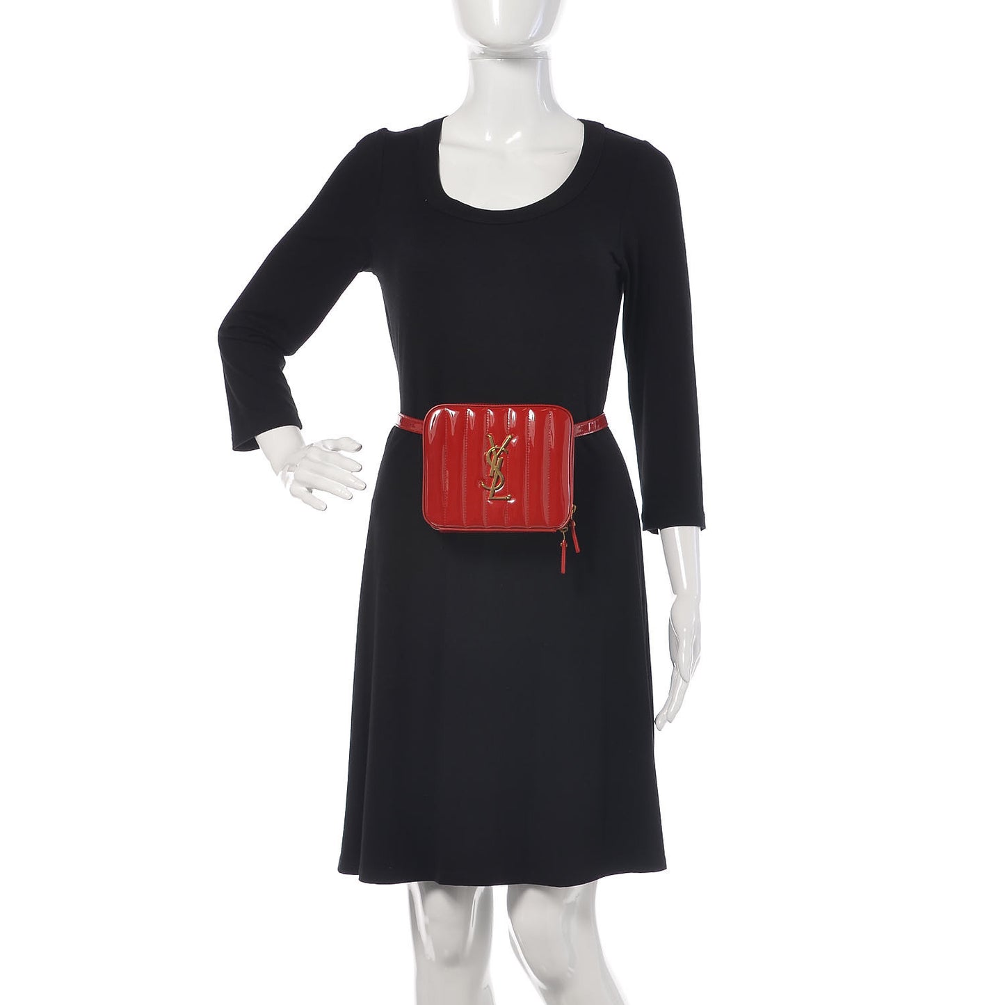 Patent Matelasse Vicky Monogram Belt Bag Red