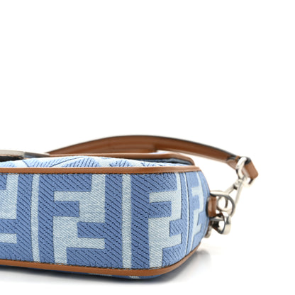 Fendi Denim Vitello King FF Embroidered Baguette Denim Chiaro Brandy 8 of 8