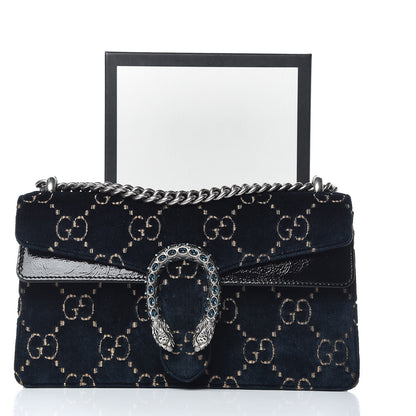 Gucci Velvet Skipper Crystal GG Monogram Small Dionysus Shoulder Bag Blue Beige Black 11 of 11