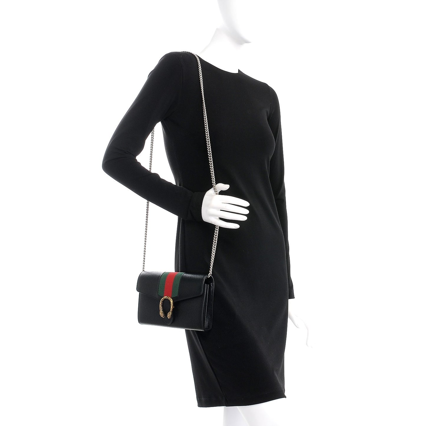 Calfskin Web Mini Dionysus Chain Wallet Black