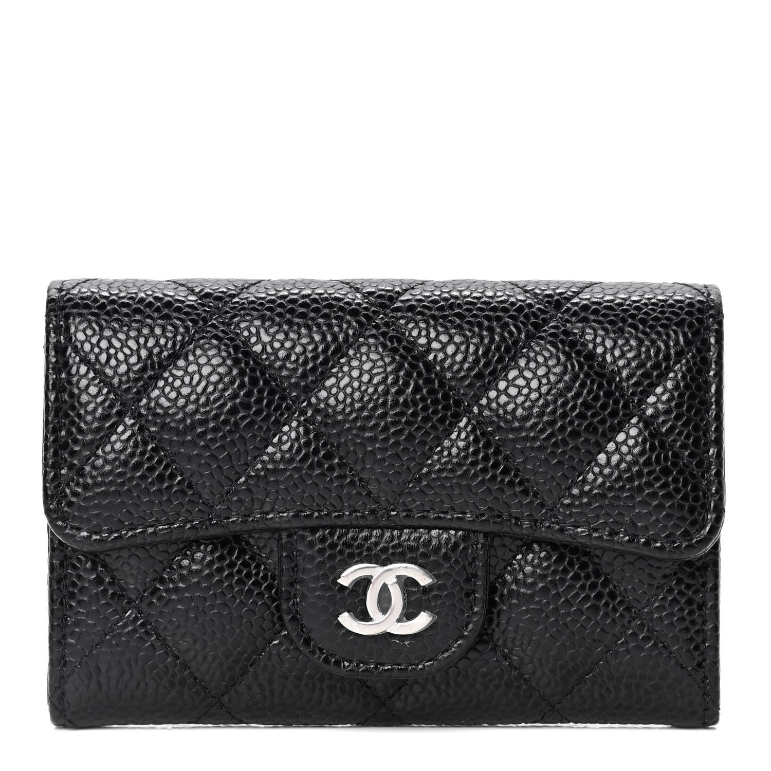 Chanel Caviar Quilted Flap Card Holder Wallet Black 1 of 4