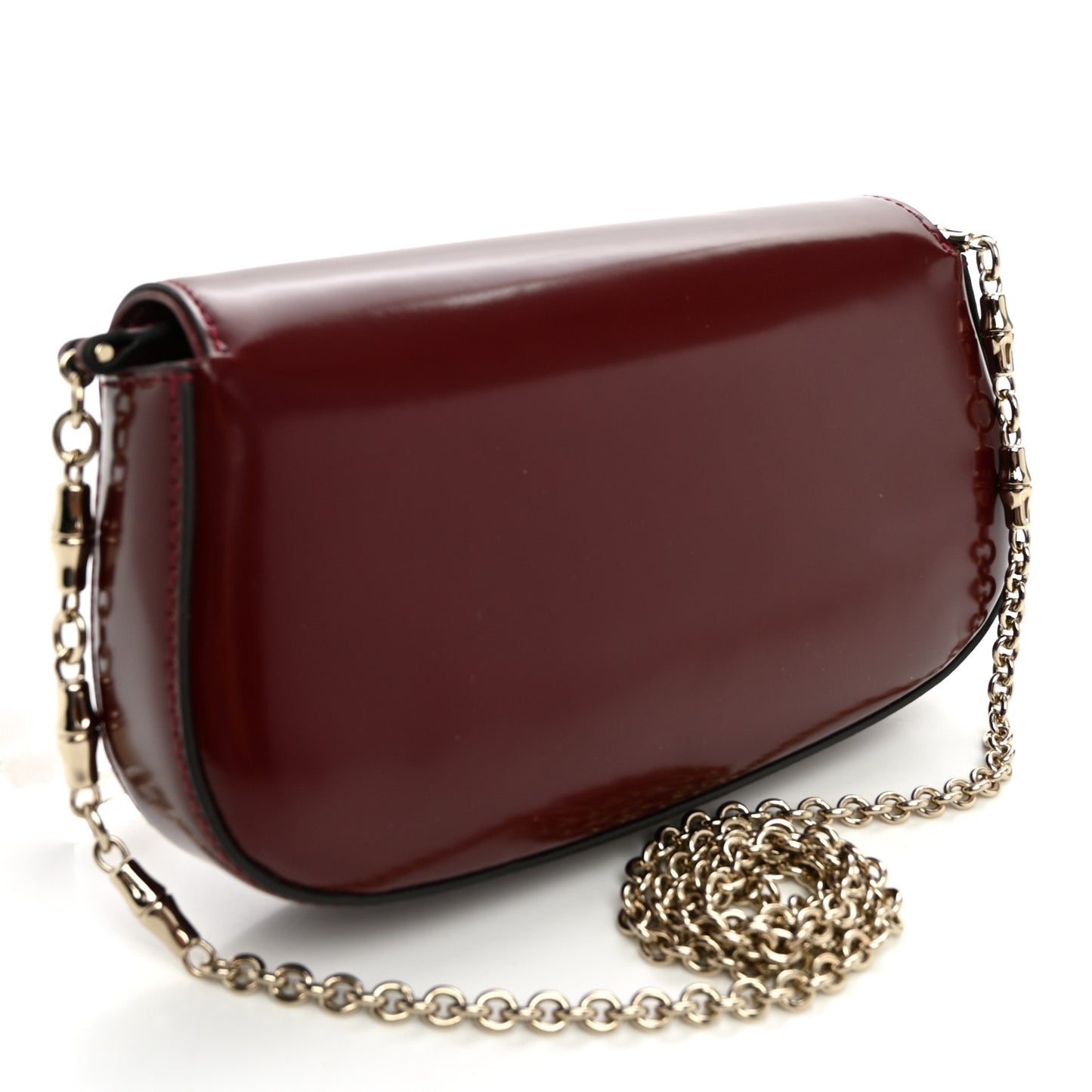 Shiny Calfskin Small Bamboo Night Bag Rosso Ancora