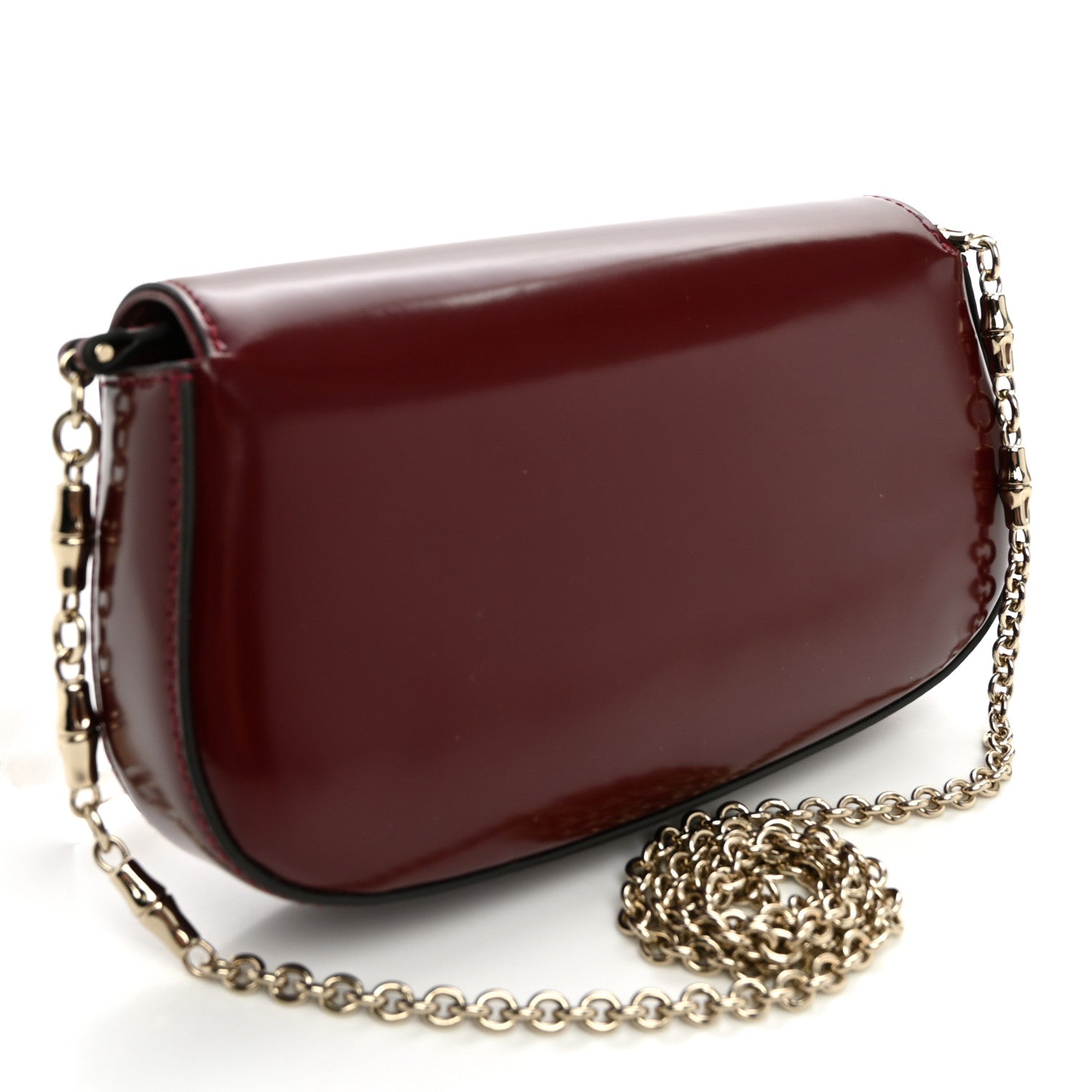 Gucci Shiny Calfskin Small Bamboo Night Bag Rosso Ancora 3 of 9