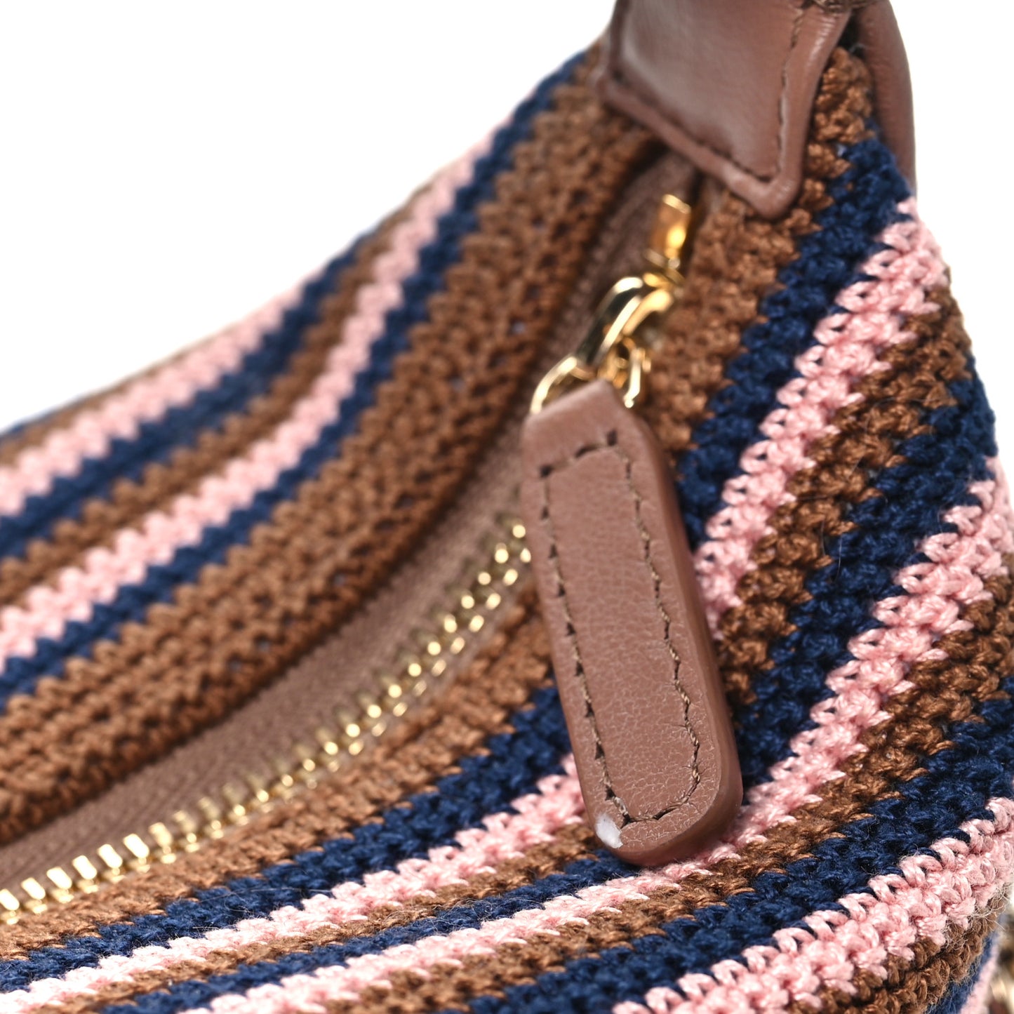 Crochet Lambskin Coco Crochet Hobo Clutch With Chain Brown Pink Navy