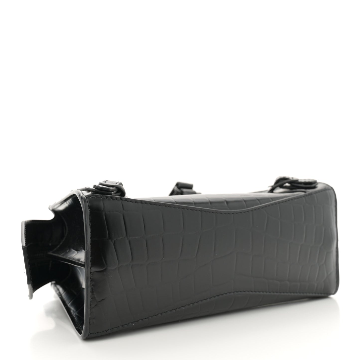 Semi Shiny Calfskin Crocodile Embossed Neo Classic Black Hardware Mini City Black