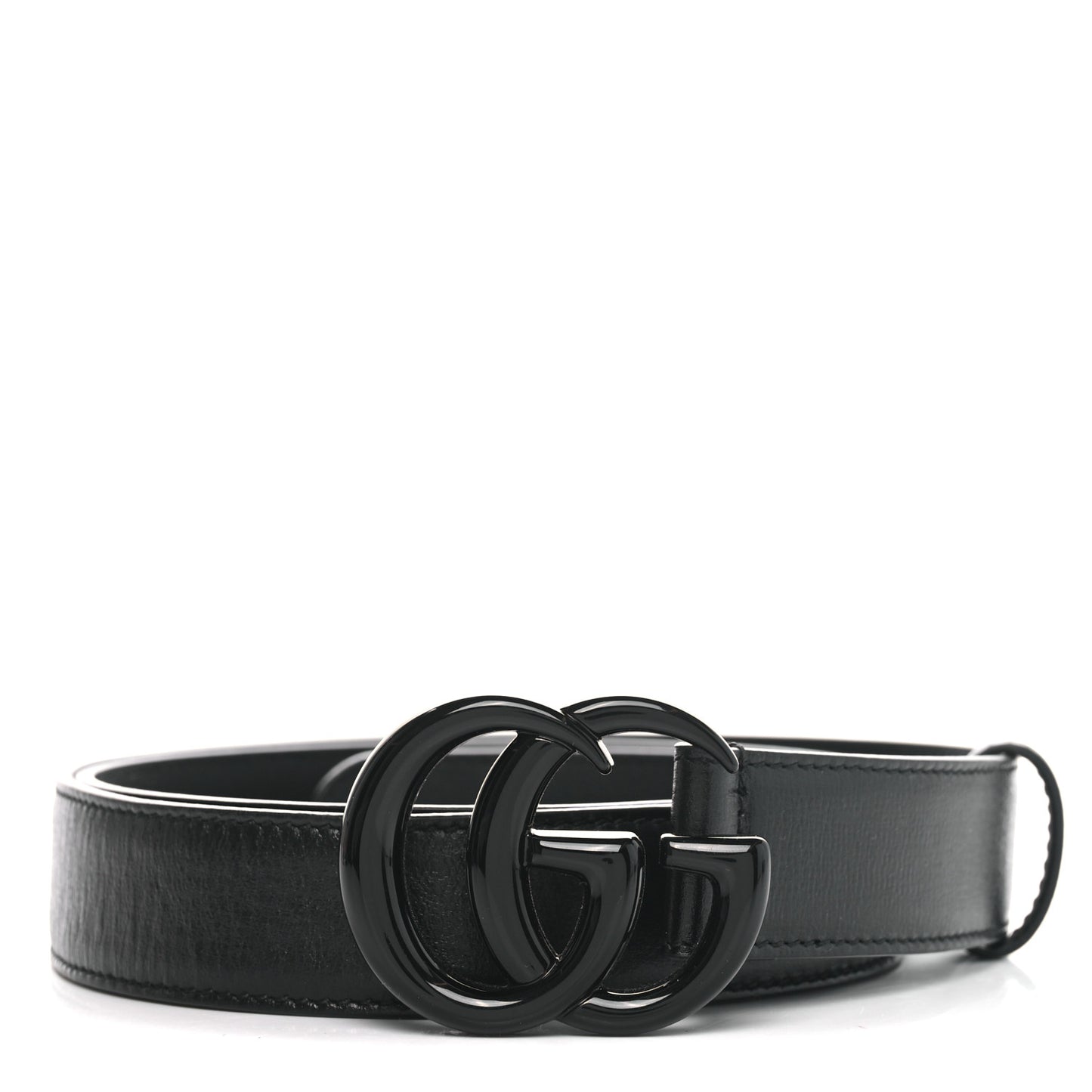 Azalea Calfskin Enamel Monochrome Double G 30mm Belt 100 40 Black