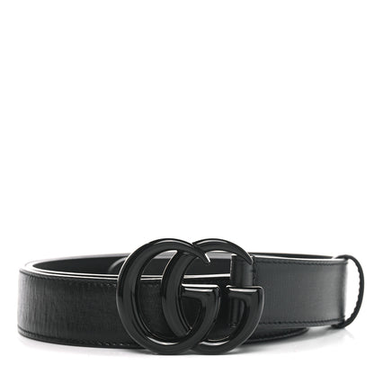 Gucci Azalea Calfskin Enamel Monochrome Double G 30mm Belt 100 40 Black 1 of 5