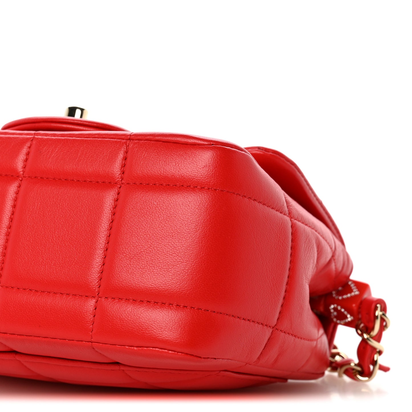 Lambskin Resin Crystal Square Quilted Monacoco Mini Flap Red