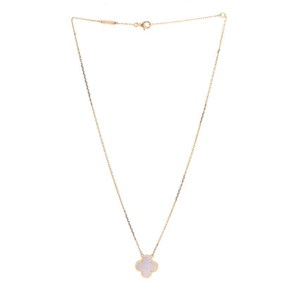 Van Cleef & Arpels 18K Yellow Gold Mother of Pearl Vintage Alhambra Pendant Necklace 2 of 7