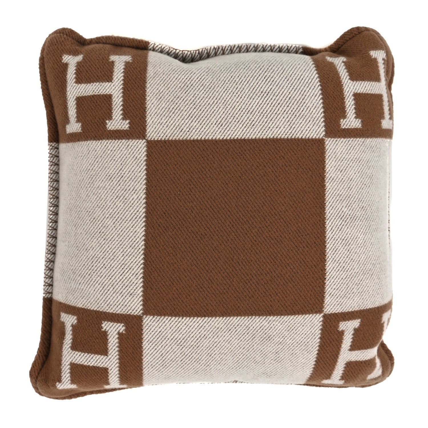 Hermes Wool Cashmere Avalon Pillow PM Ecru Camel 2 of 3