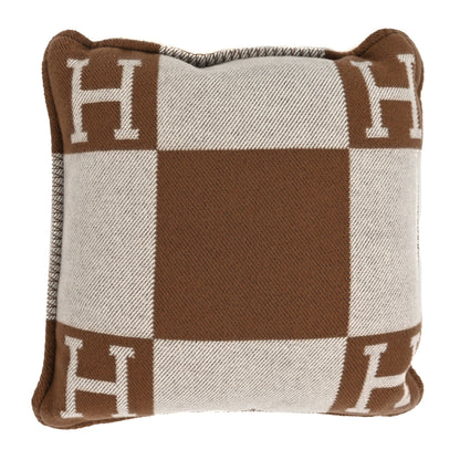 Hermes Wool Cashmere Avalon Pillow PM Ecru Camel 2 of 3