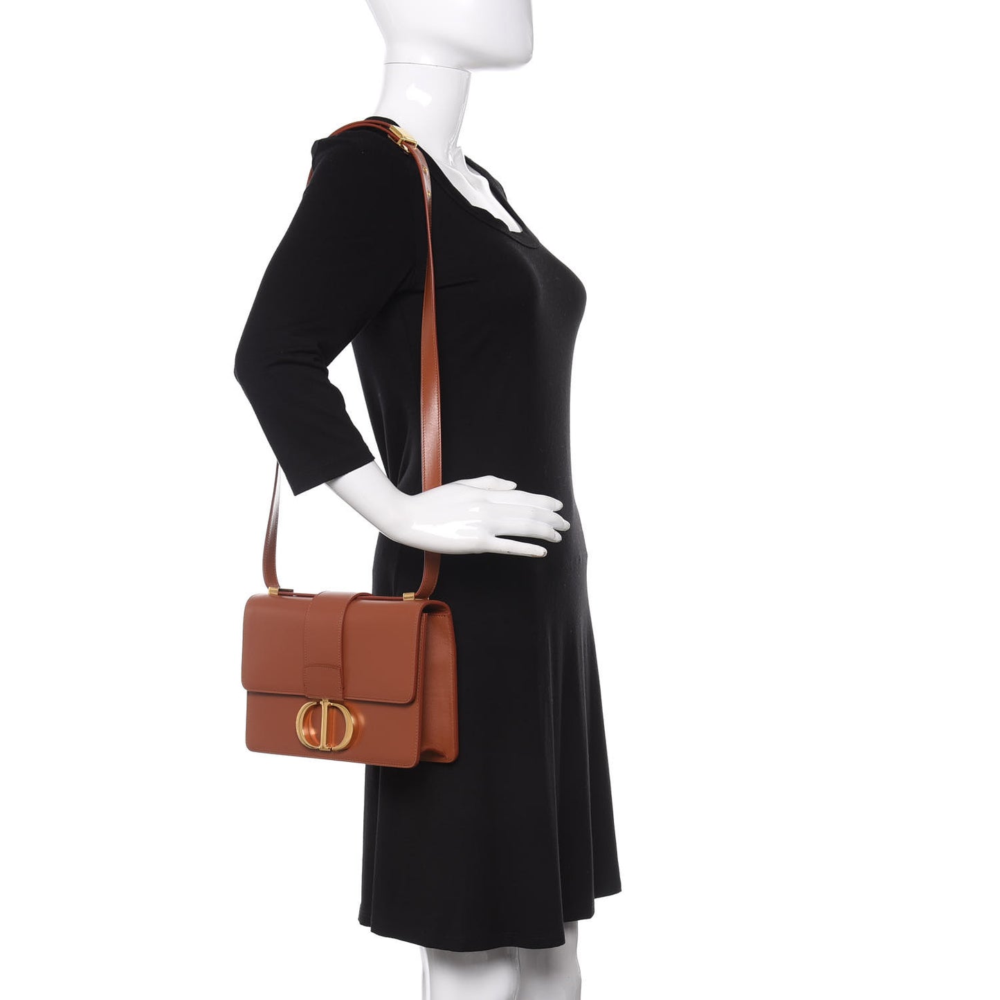 Calfskin 30 Montaigne Flap Bag Dark Tan