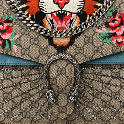 Gucci GG Supreme Monogram Angry Cat Embroidered Medium Dionysus Shoulder Bag Beige Ultramarine 8 of 19