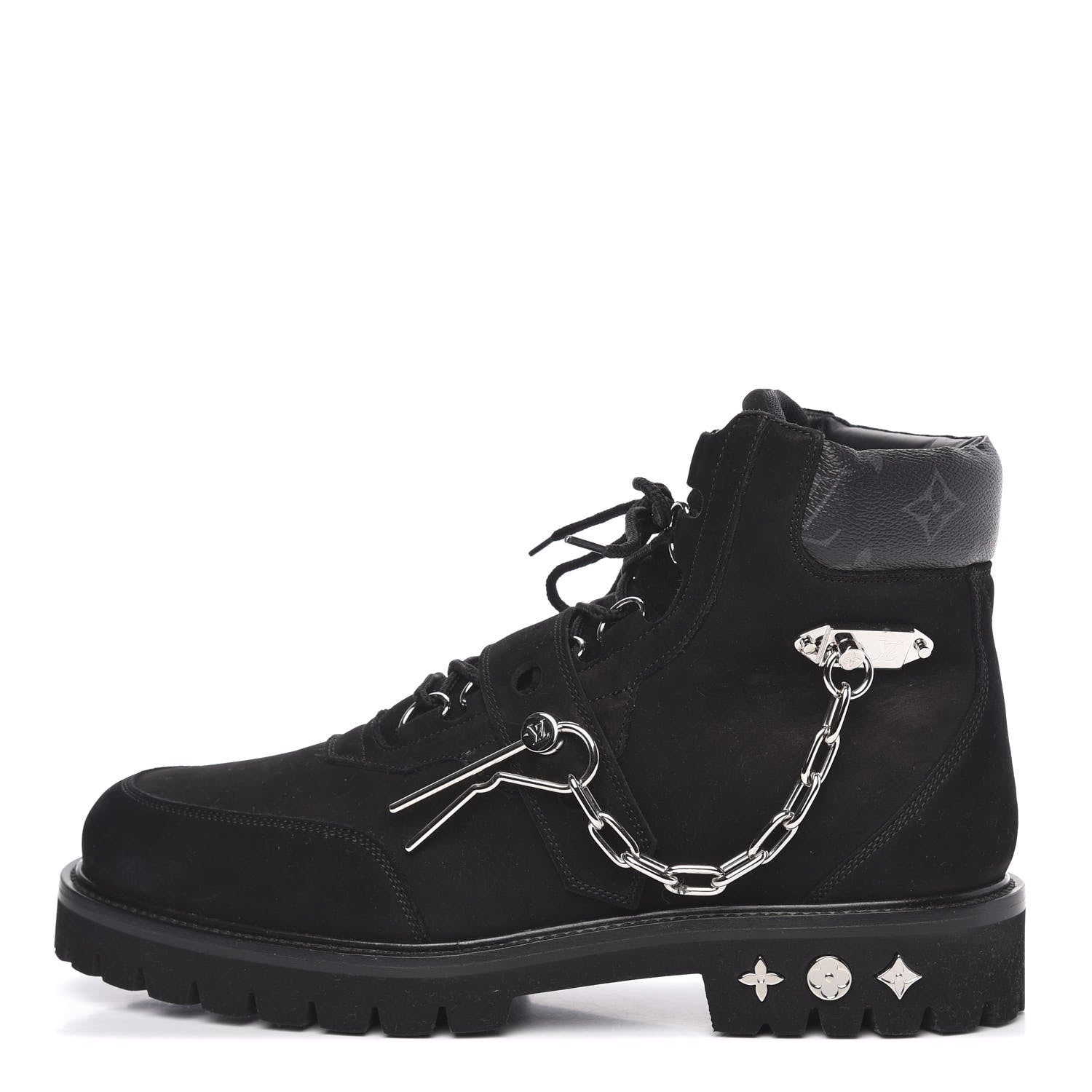 Louis Vuitton Suede Calfskin Monogram Eclipse Mens Creeper Ankle Boots 8.5 Black 1 of 7