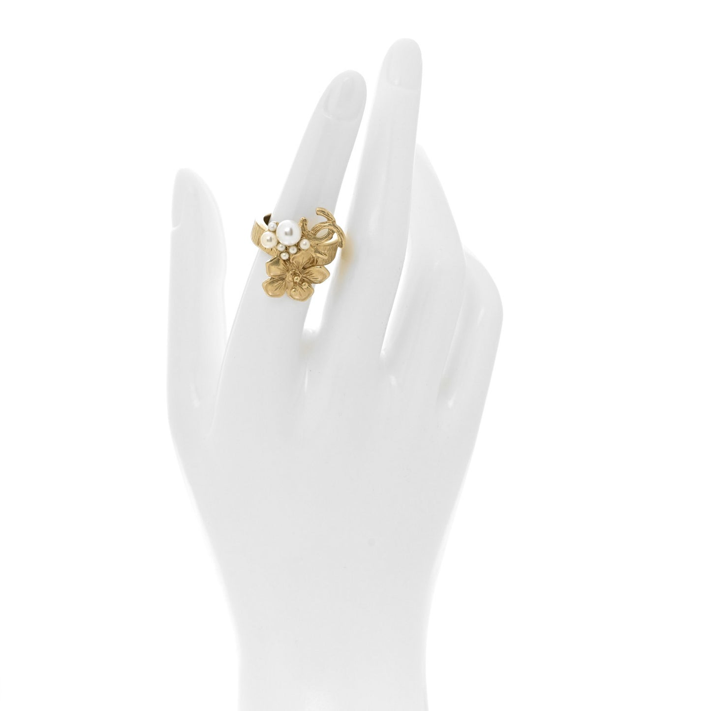Metal Pearl CC Ring 53 6.25 Gold