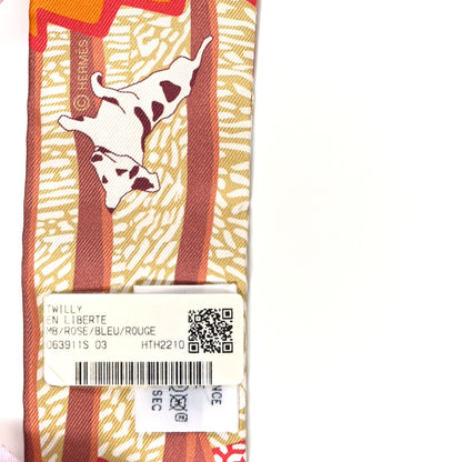 Hermes Silk En Liberte Twilly Rose Bleu Rouge 3 of 3