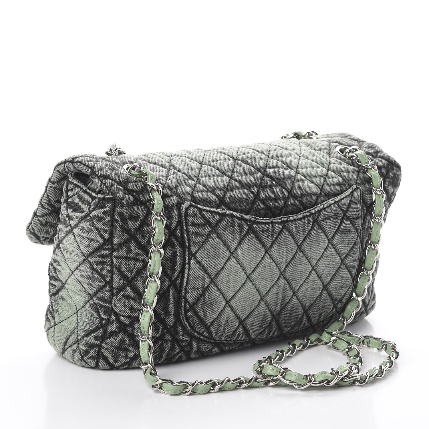 Chanel Denim Quilted Denimpression Flap Green Black 2 of 10