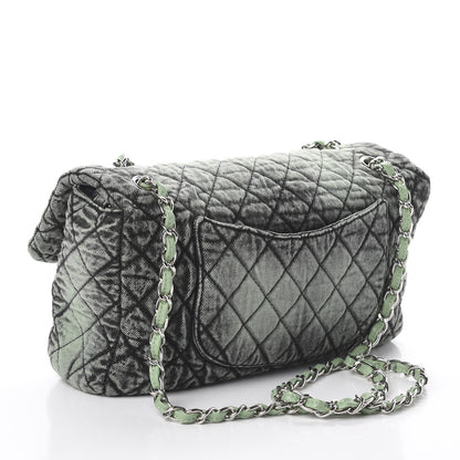 Chanel Denim Quilted Denimpression Flap Green Black 2 of 10