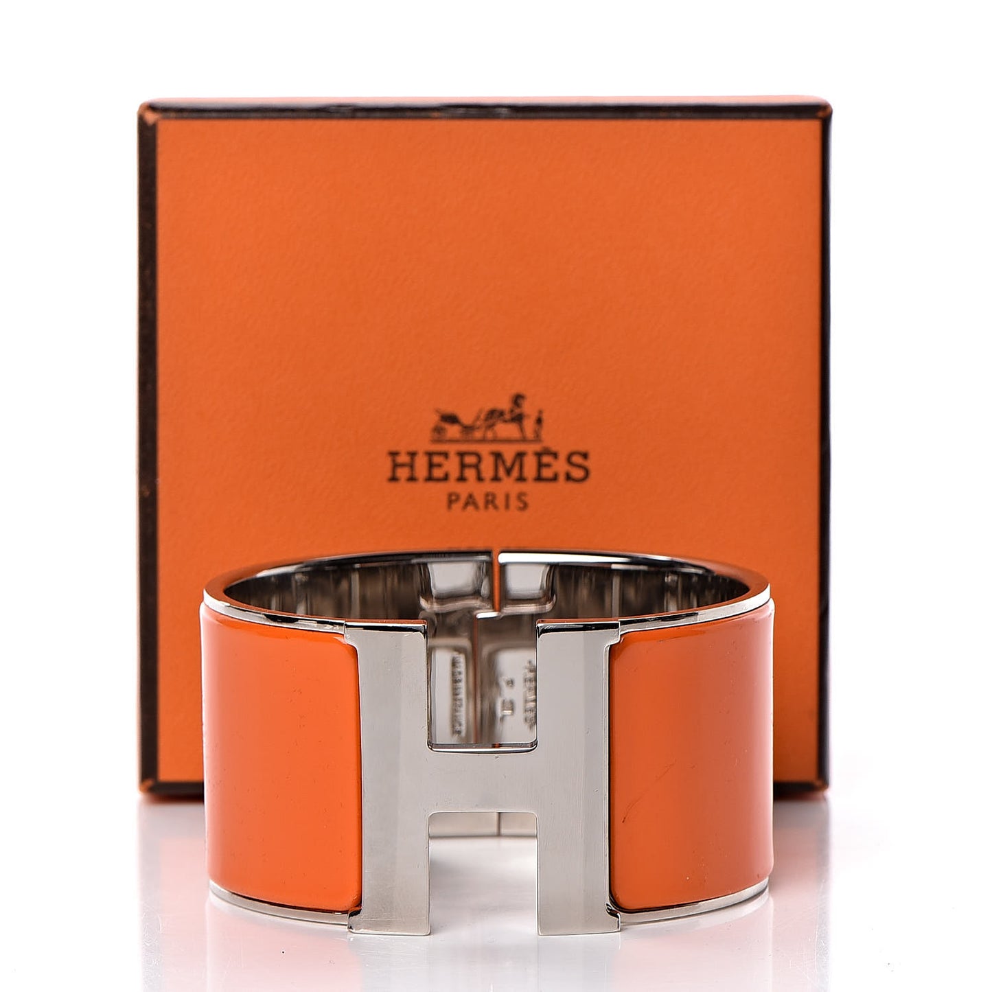Enamel Extra Wide Clic Clac H Bracelet GM Orange