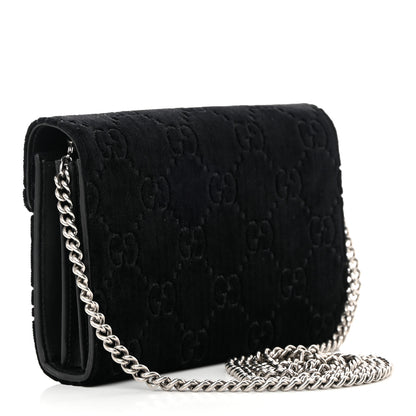 Gucci Velvet GG Monogram Mini Dionysus Chain Wallet Black 3 of 15