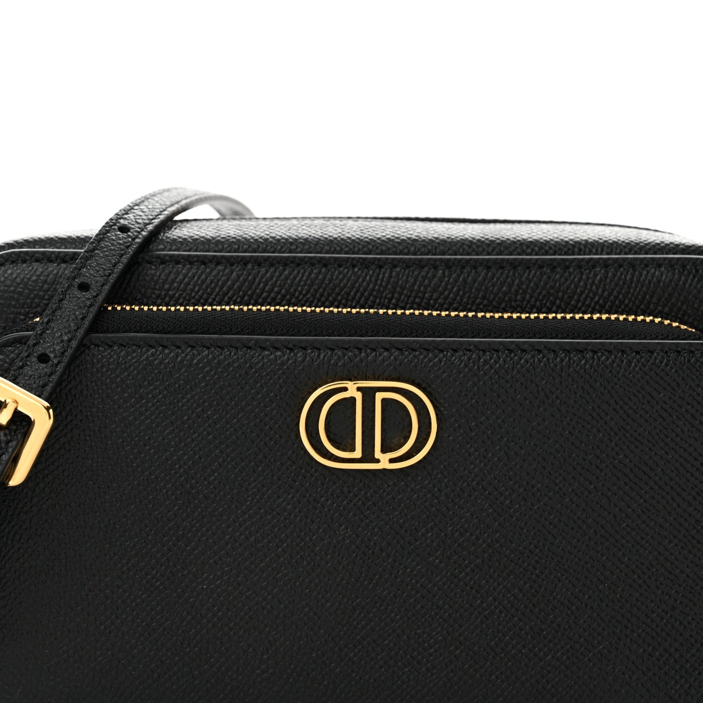 Grained Calfskin Caro Double Pouch Black