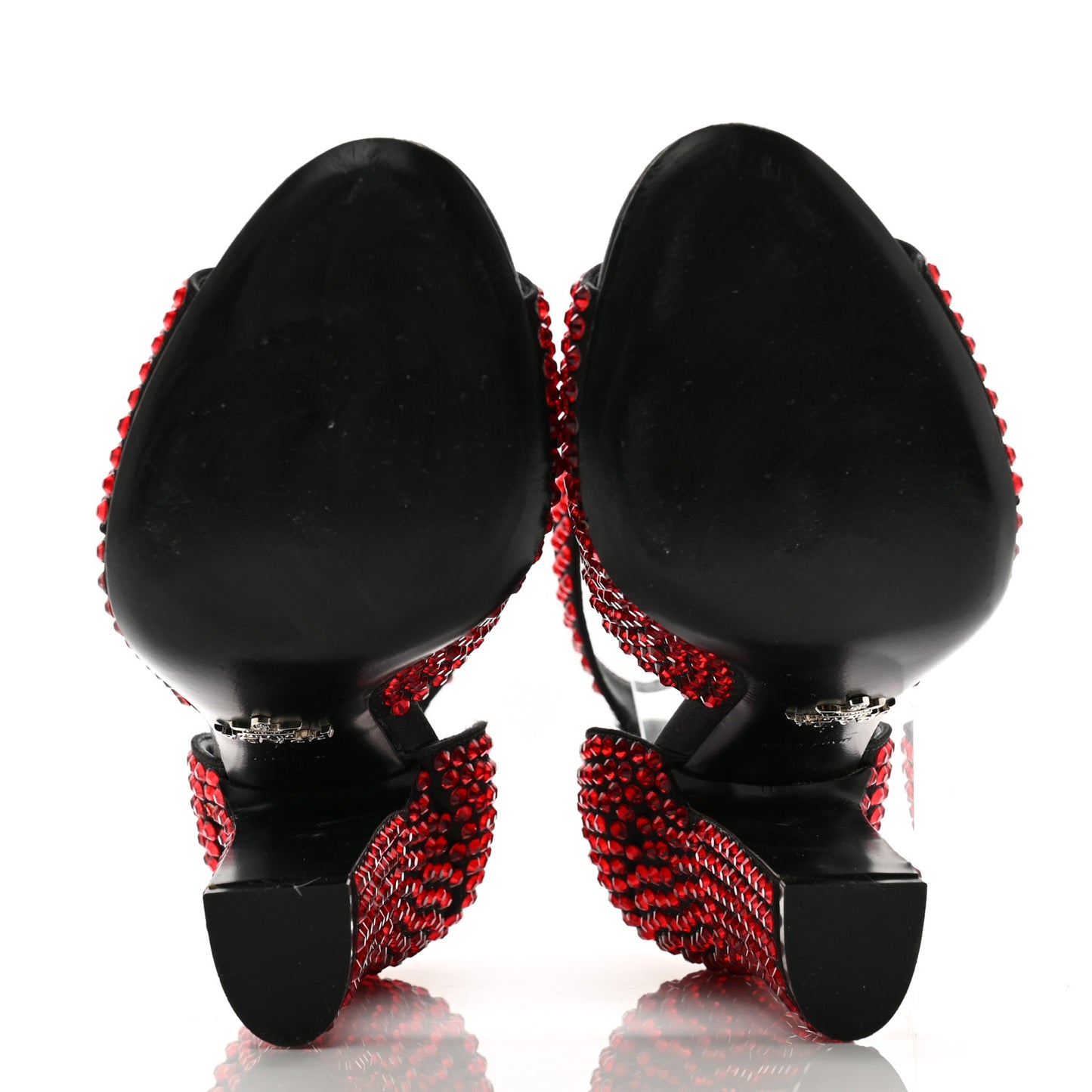 Satin Crystal Ankle Wrap 105mm Sandals 37 Rubino