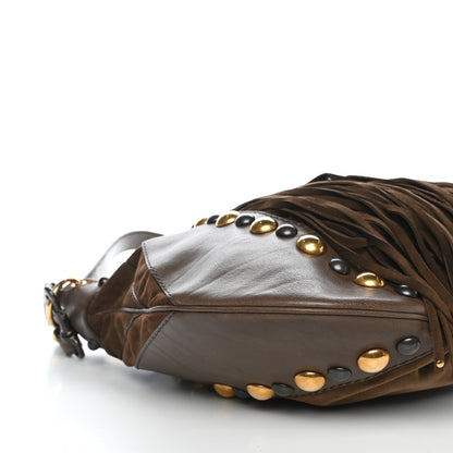 Gucci Calfskin Suede Fringe Babouska Hobo Brown 8 of 11