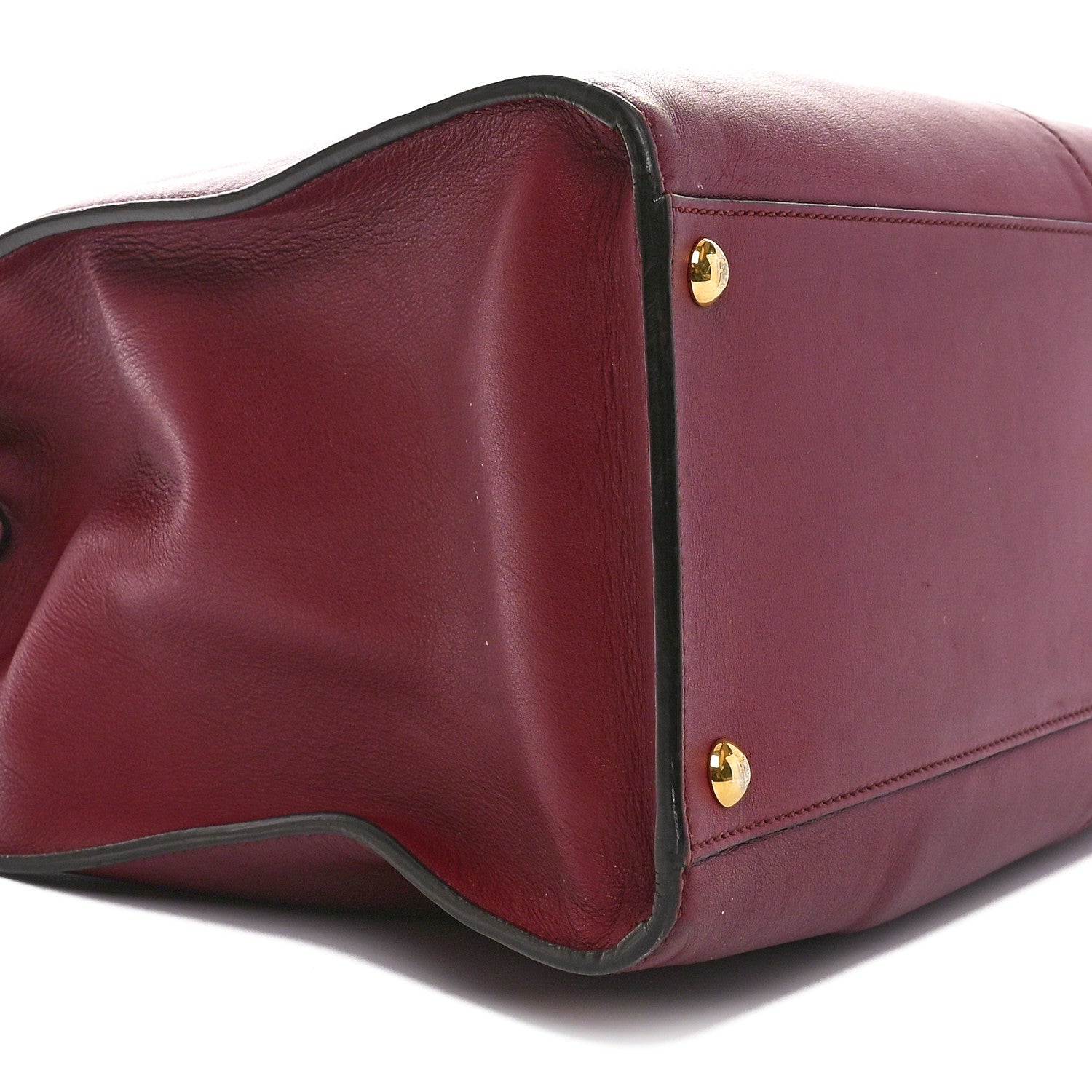 Fendi Vitello Seta Glazed Fabric FF 1974 Large Peekaboo X-Lite Barolo Mogano Panna 9 of 12