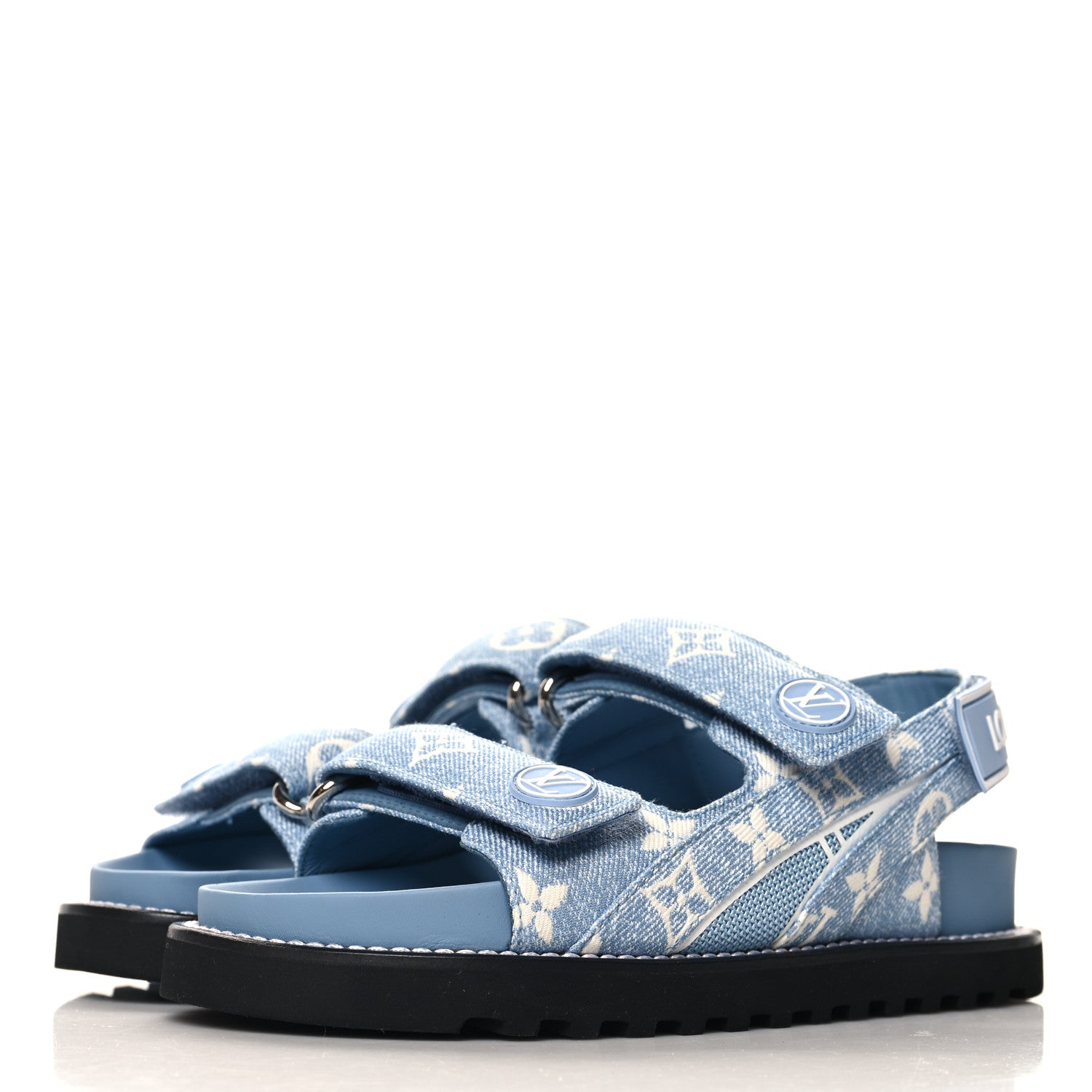 Louis Vuitton Monogram Denim Paseo Flat Comfort Sandals 35 Light Blue 4 of 8