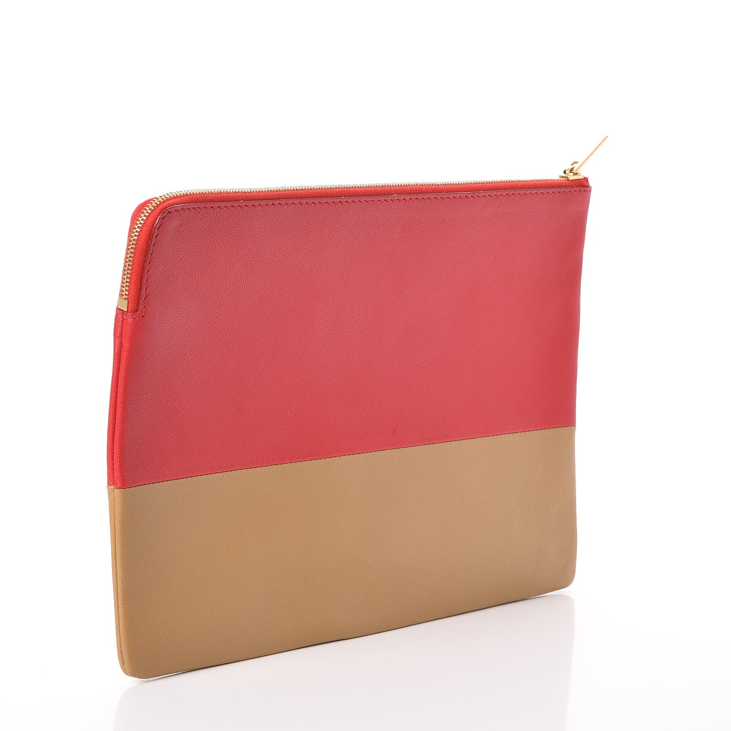 Celine Lambskin Bi-Color Solo Clutch Pouch Raspberry Butter 3 of 8