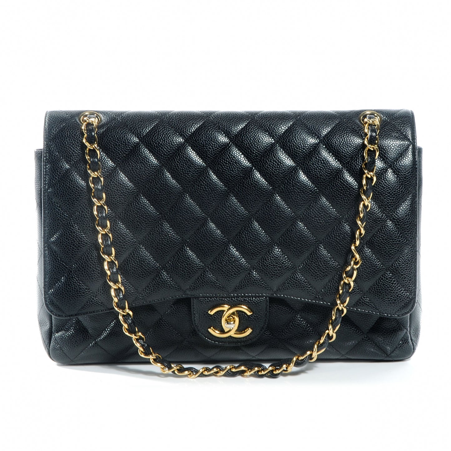 Caviar Quilted Maxi Double Flap Black