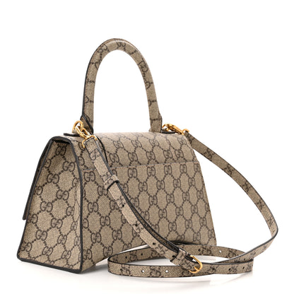 Balenciaga X GUCCI GG Supreme Monogram Small Hourglass Top Handle Bag Beige Ebony 3 of 11
