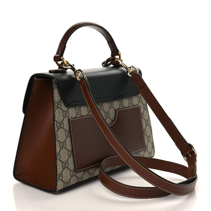 Gucci GG Supreme Monogram Calfskin Small Padlock Top Handle Bag Beige Black Cuir 3 of 11
